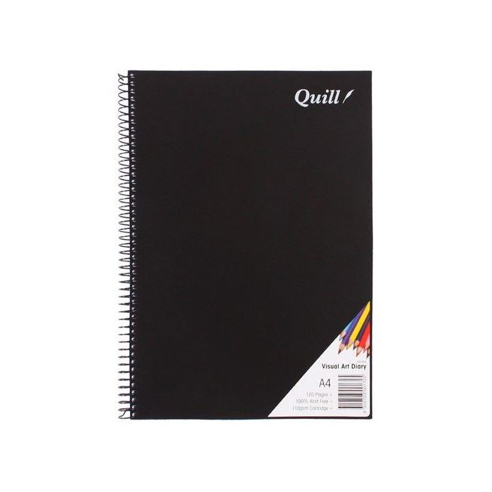 Quill A4 Visual Arts Diary 120pp - Black Cover