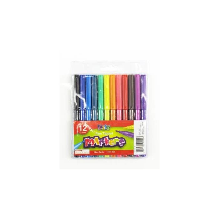 Dats Fine Tipped Coloured Markers 12pk