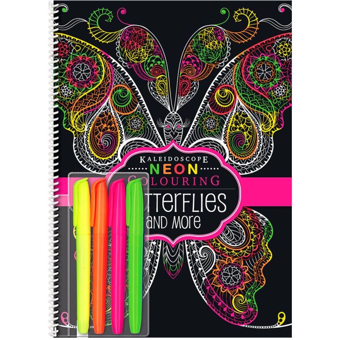 Kaleidoscope Colouring Neon Butterflies