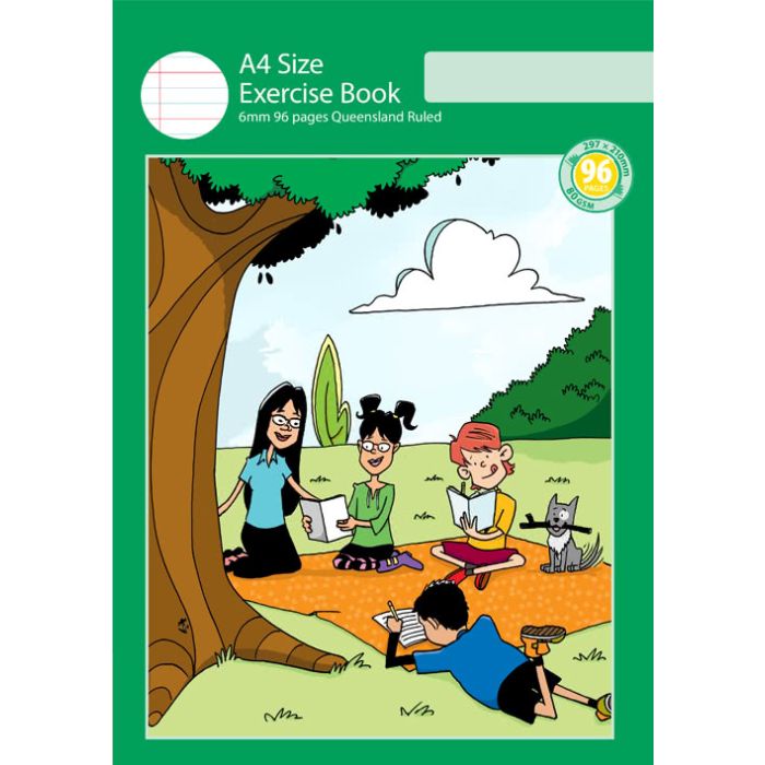 A4 Exercise Book 6mm Queensland Ruled 96pp