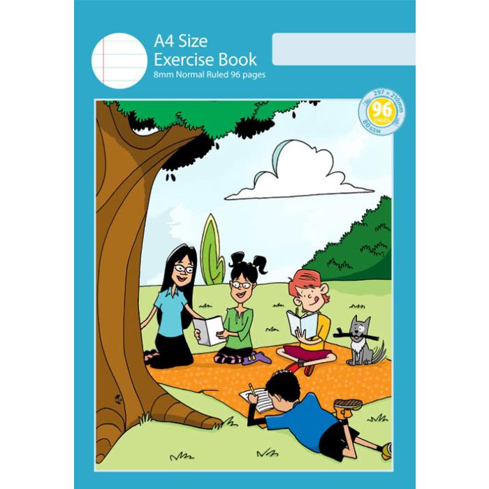 A4 Exercise Book 8mm Normal Ruled 96pp