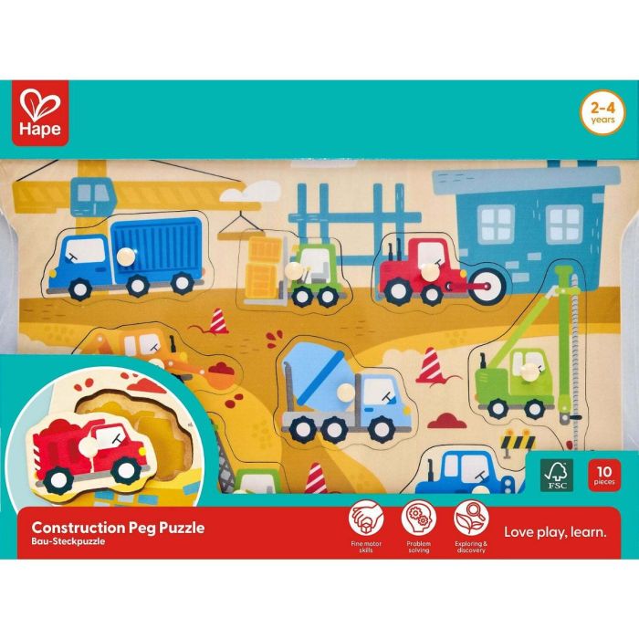 Construction Vehicles Peg Puzzle 10pcs