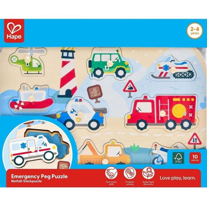 Emergency Vehicles Peg Puzzle 10pcs