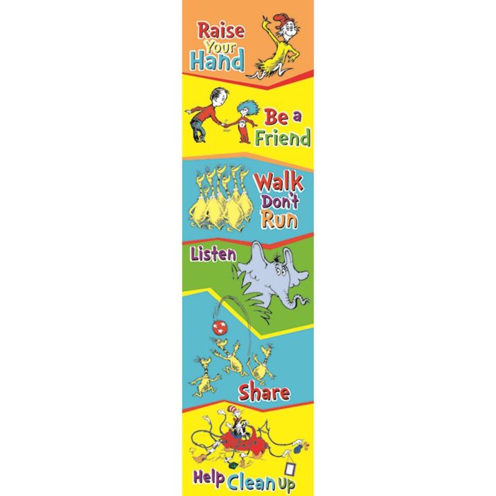 Dr Seuss Class Rules 4 Foot Vertical Banner