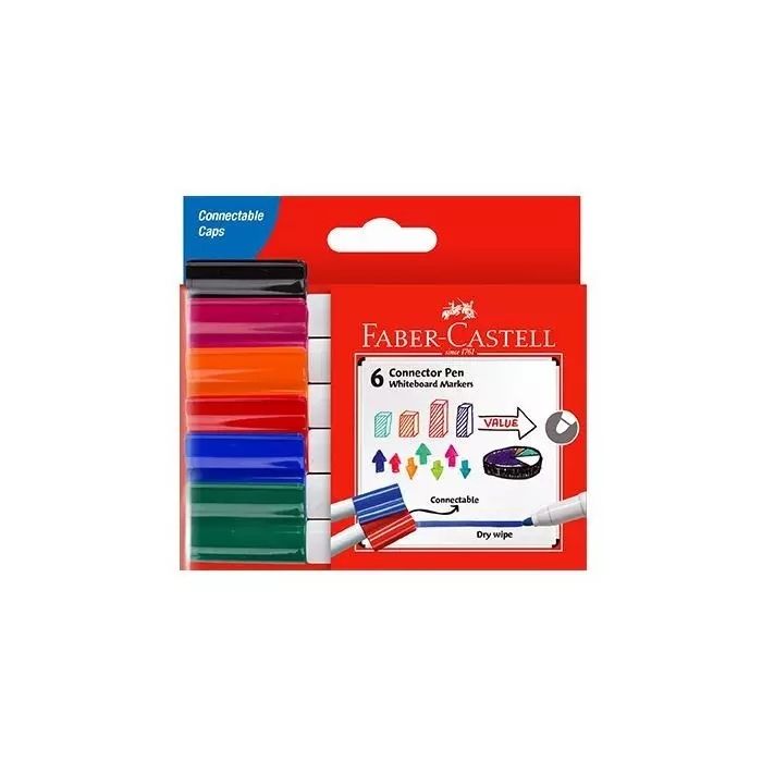 Faber-Castell Connector Whiteboard Markers - assorted 6pk