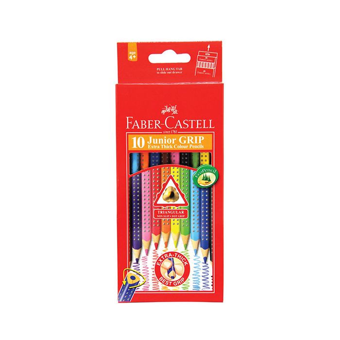 Faber-Castell Triangular Junior Grip Coloured Pencils 10pk
