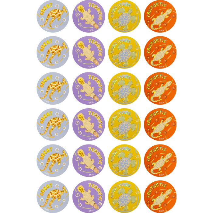 Rainbow Dreaming Holographic Gold Foil Merit Stickers - 29mm (Pack of 72) FS243
