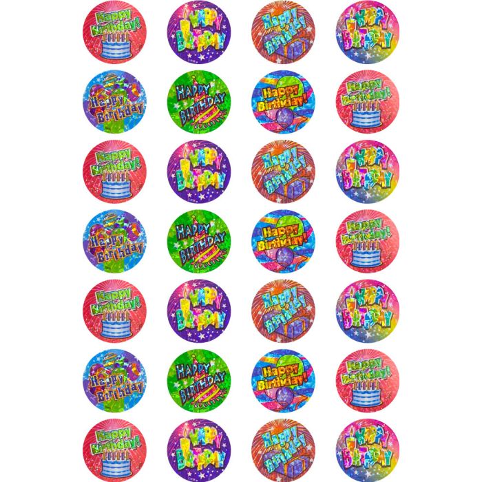 Birthday Laser Merit Stickers - 23-35mm (Pack of 84) LS158