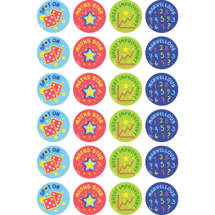 Maths Star Merit Stickers - 29mm (Pack of 96) MS035