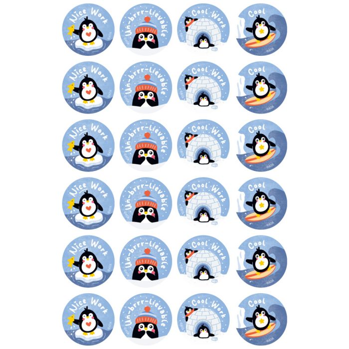 Playful Penguins Merit Stickers - 29mm (Pack of 96) MS092