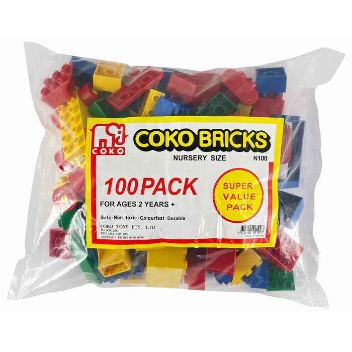Coko Nursery Bricks assorted 100 pc set (Ages 2+)