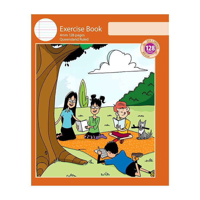 Note Book Size Exercise Book 4mm Queensland Ruled 128pp