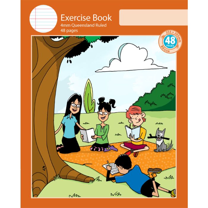 Notebook Size Exercise Book 4mm Queensland Ruled 48pp