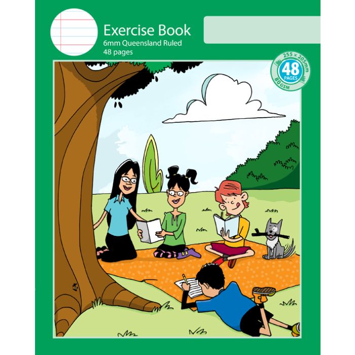 Notebook Size Exercise Book 6mm Queensland Ruled 48pp