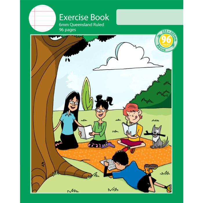 Notebook Size Exercise Book 6mm Queensland Ruled 96pp