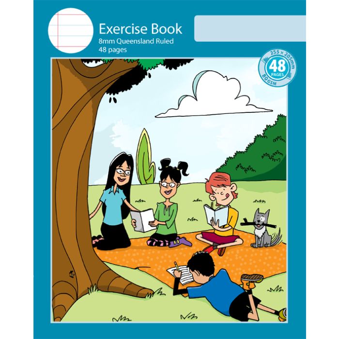 Notebook Size Exercise Book 8mm Queensland Ruled 48pp