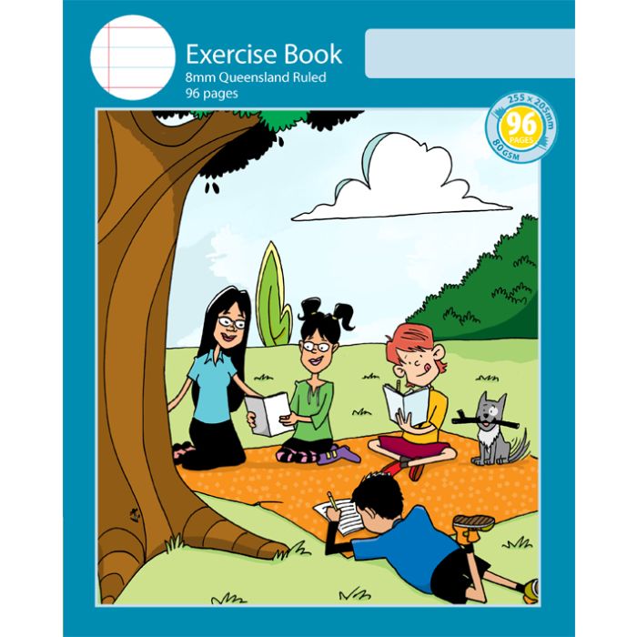 Notebook Size Exercise Book 8mm Queensland Ruled 96pp
