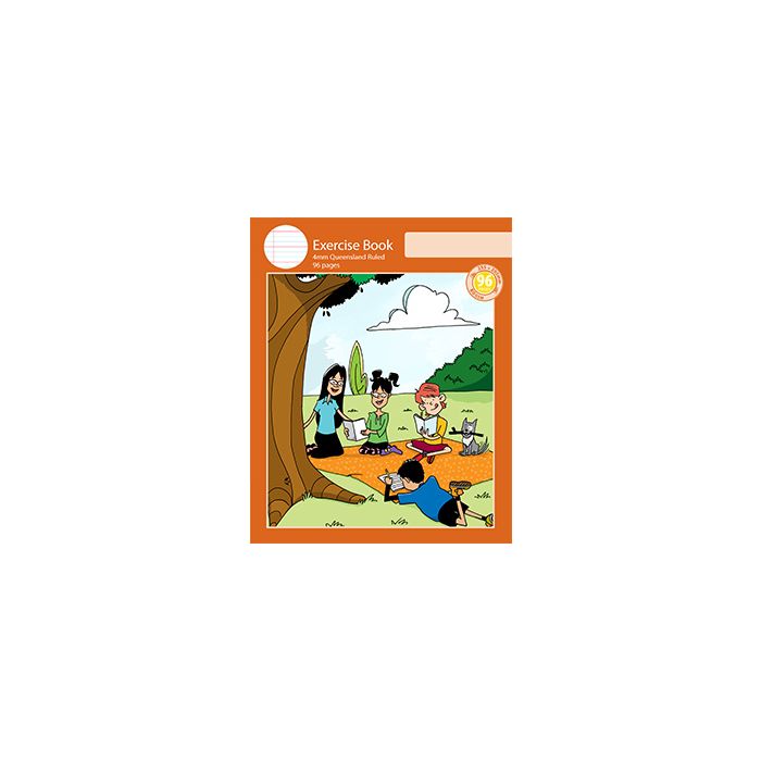 Notebook Size Exercise Book 4mm Queensland Ruled 96pp