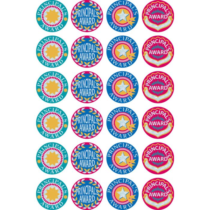 Principal's Award (29mm) - Silver Glitz on Gold Foil Stickers PA143