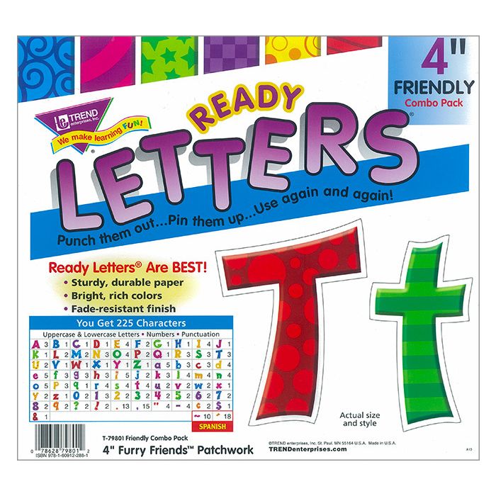 Ready Letters 4" Furry Friends Patchwork