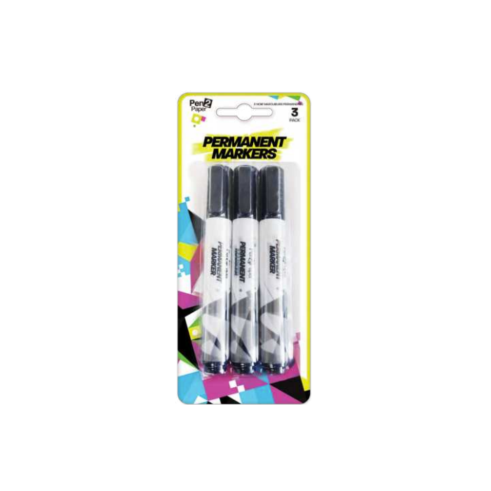 Pen 2 Paper Permanent Markers - Black (3 pack)