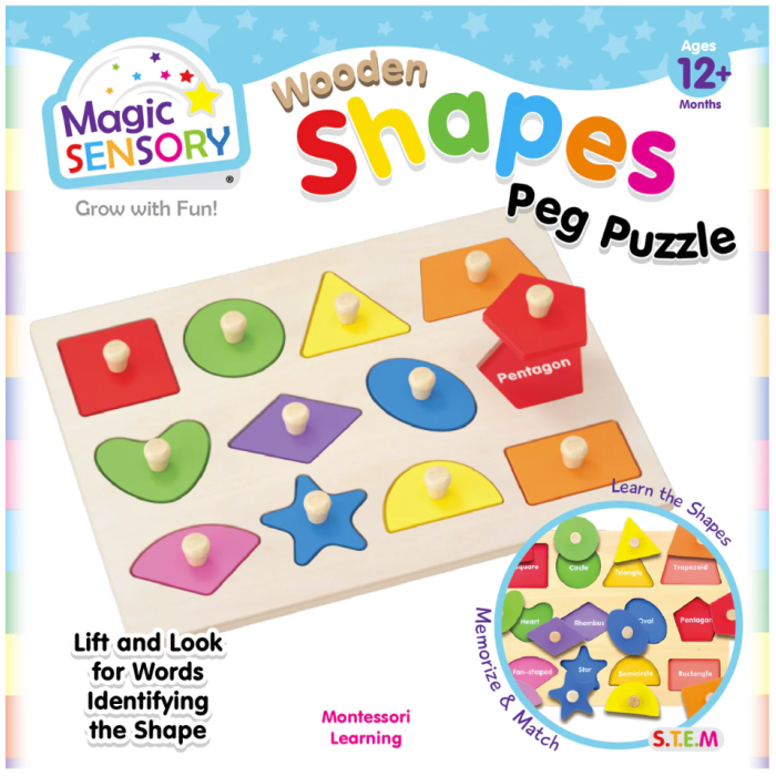 Wooden Shapes Peg Puzzles (Ages 12m+)
