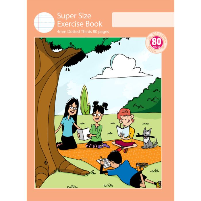 Super Size Exercise Book 4mm Dotted Thirds 80pp