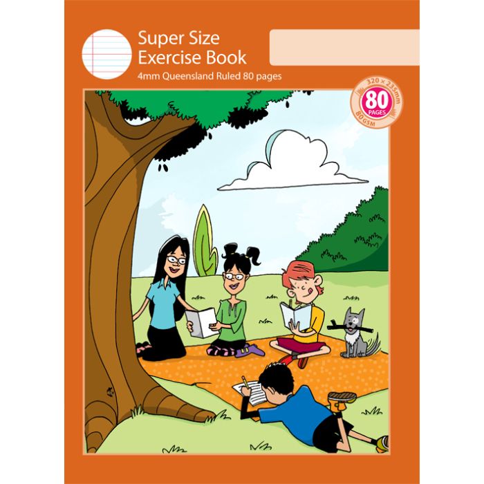 Super Size Exercise Book 4mm Queensland Ruled 80pp
