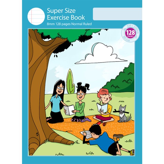 Super Size Exercise Book 8mm 128pp Normal Ruled