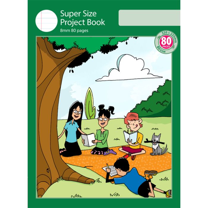 Super Size Project Book 8mm Ruled with Outline Frame 80pp