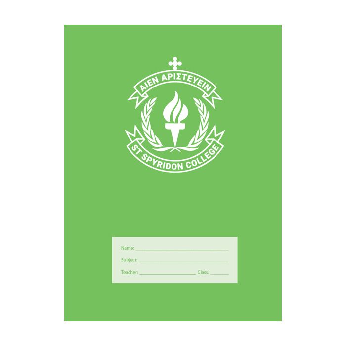 St Spyridon-crested Super Size Exercise Book 8mm 128pp Normal Ruled (Green)