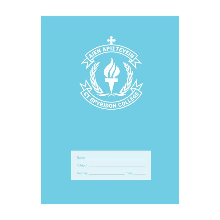 St Spyridon-crested Super Size Exercise Book 8mm 128pp Normal Ruled (Light Blue)