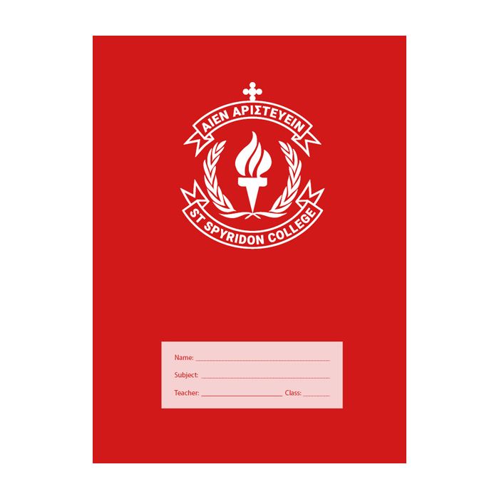St Spyridon-crested Super Size Exercise Book 8mm 128pp Normal Ruled (Red)