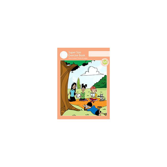 Super Size Exercise Book 4mm Dotted Thirds 64pp