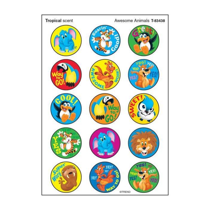 Scratch 'n Sniff Stinky Stickers Tropical scent & Awesome Animals