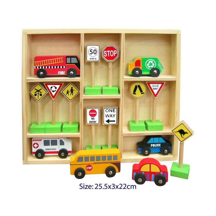 Cars and Traffic Signs 16pc Set in Tray (Ages 3+)
