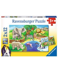 Animals In The Zoo 2 x 12 Piece Puzzles (Ages 3+)