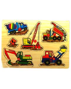 Construction Vehicles Wooden Peg Puzzle