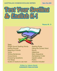 Test Your Spelling and English K to 1 (Australian Homeschooling Series Item no. 520)