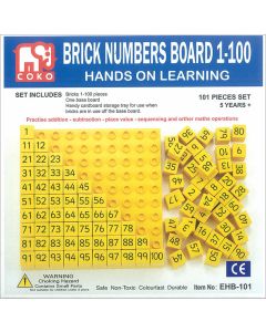 Coko Cube Brick Hundreds Board with 10×10 stud base plate (Ages 5+)