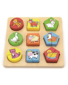 VIGA Shape Block Puzzle Farm Animals 18 pcs (18 months+)