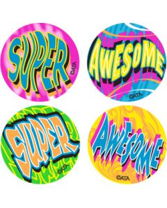 Super, Awesome - Fluoro Merit Stickers - 29mm (Pack of 96) FS213