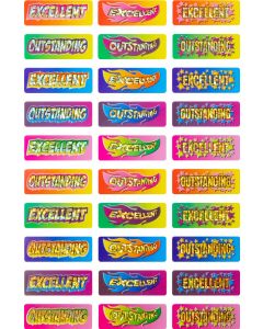 Excellent Outstanding Foil Merit Stickers - 41x16mm (Pack of 90) FS230