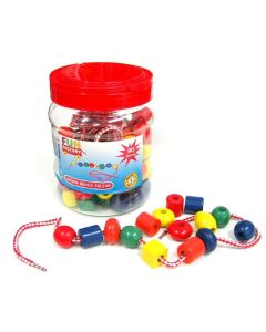 Lacing Beads in Jar