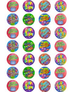 Birthday Laser Merit Stickers - 23-35mm (Pack of 84) LS158