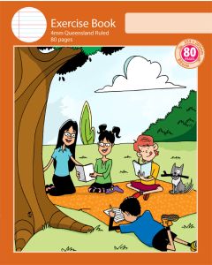 Notebook Size Exercise Book 4mm Queensland Ruled 80pp