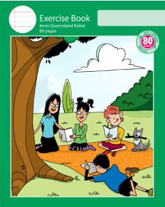 Notebook Size Exercise Book 6mm Queensland Ruled 80pp