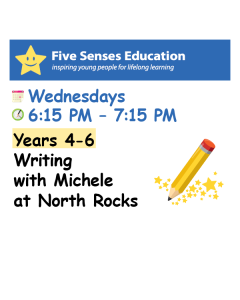 Term 4 2025: Yrs 4-6 Writing Group: Wednesdays 6:15 PM with Michele at North Rocks