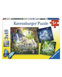 Beautiful Unicorns 3 x 49 Piece Puzzles (Ages 5+)