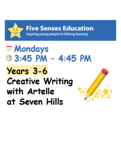 Term 4 (W3-9) 2026: Yrs 3-6 Creative Writing Group: Mondays 3:45 PM with Artelle at Seven Hills
